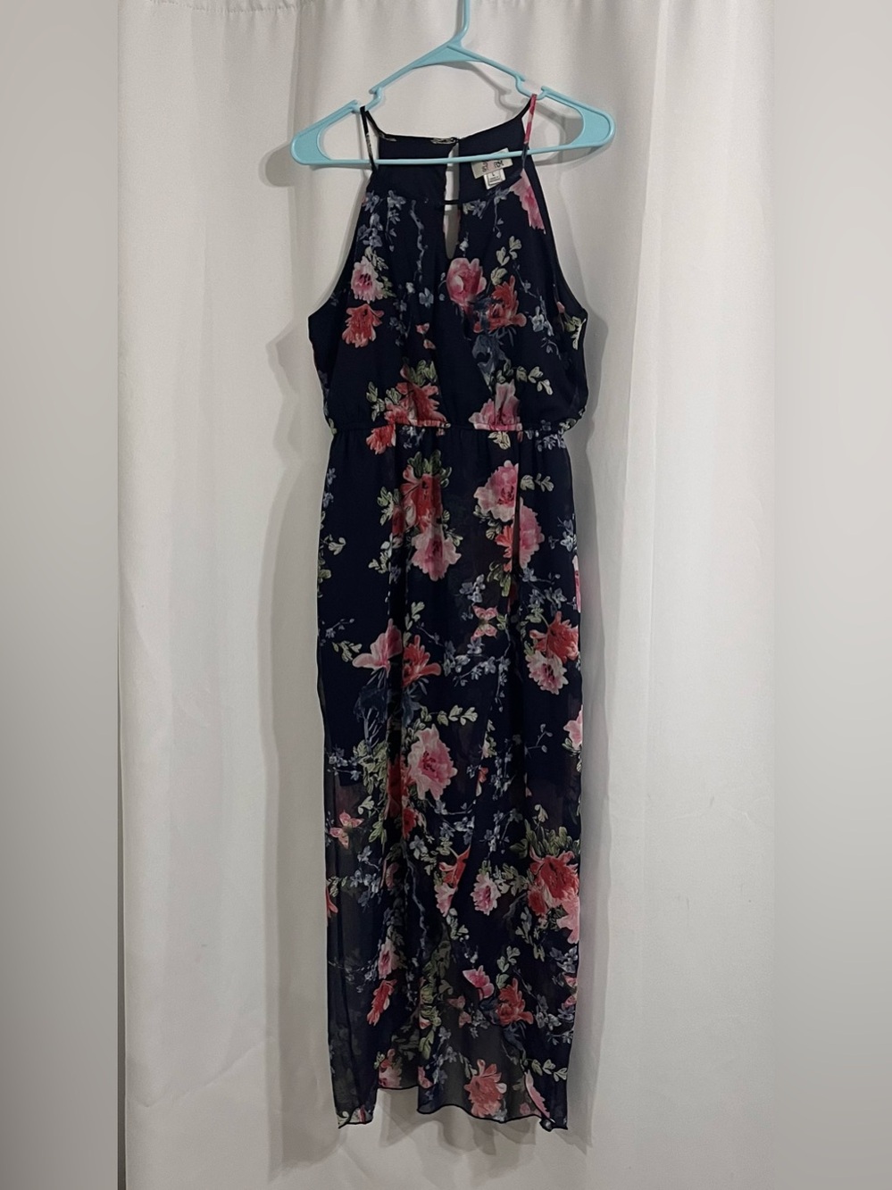 Sweet Storm navy blue floral maxi dress size L